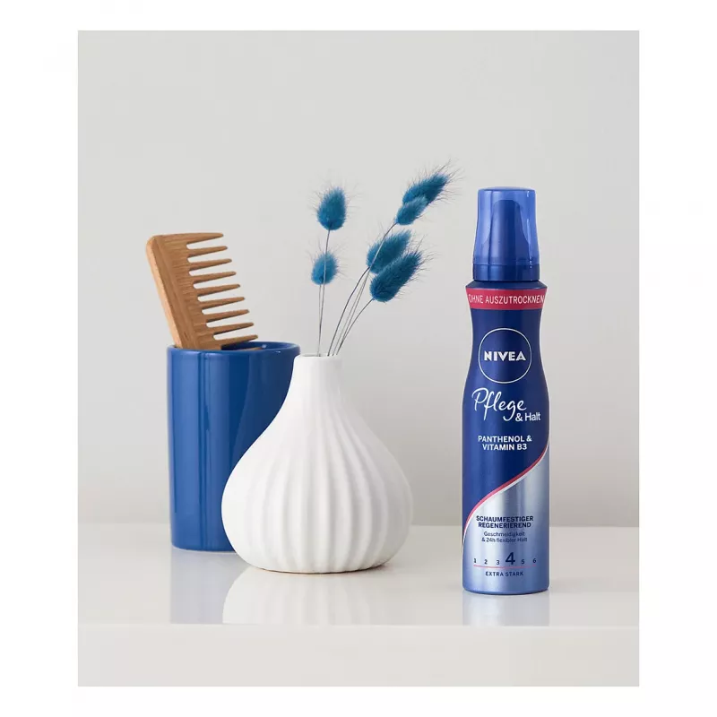 NIVEA Care & Hold espuma de peinado 150 ml – fijación fuerte, volumen y cuidado