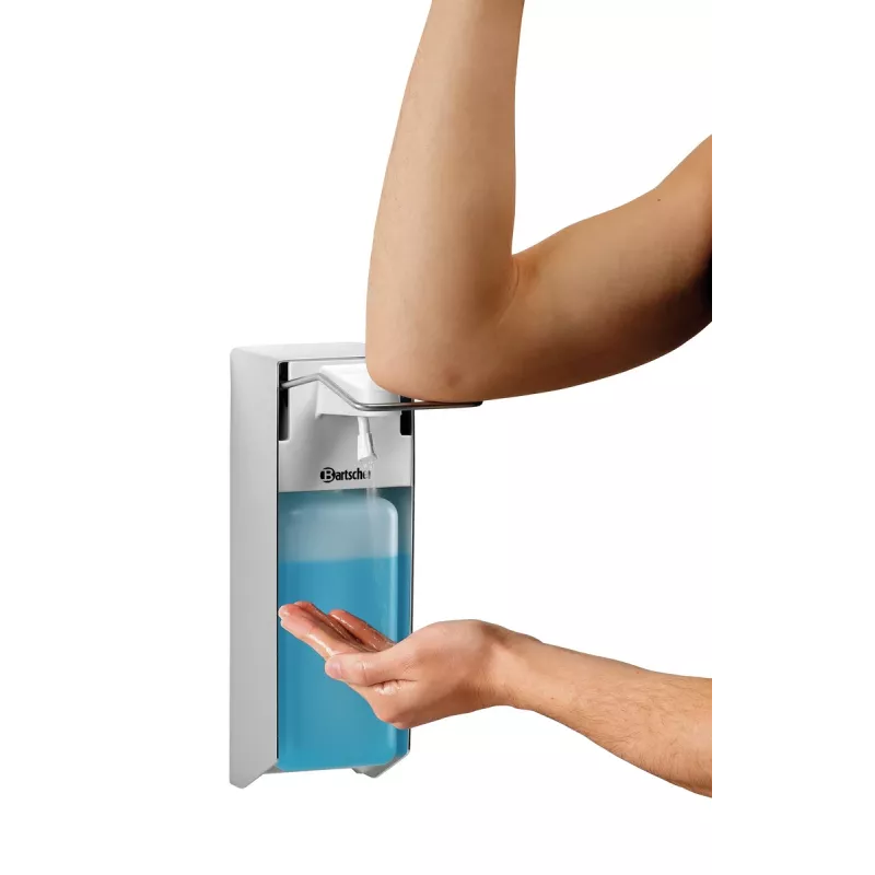 Dispensador de desinfectante Bartscher PS 0,9L-W 850019 plata/blanco plástico 0,9 L montaje en pared manual