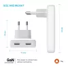 Fixed Slim Cargador de viaje 2xUSB-C 65W GaN PD Blanco