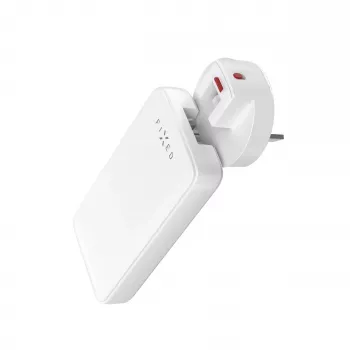 Fixed Slim Traveller Cargador de viaje 2xUSB-C con adaptadores internacionales, GaN, 45W – Blanco