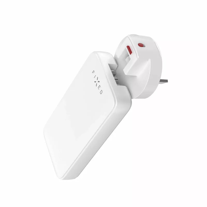 Fixed Slim Traveller Cargador de viaje 2xUSB-C con adaptadores internacionales, GaN, 45W – Blanco