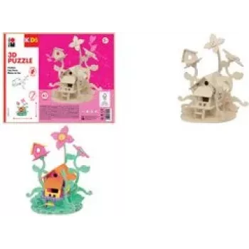 Marabu KiDS puzle 3D casa de hadas, set de construcción de madera de 43 piezas, contrachapado troquelado, montaje por encaje - 1 ud. 0317000000010