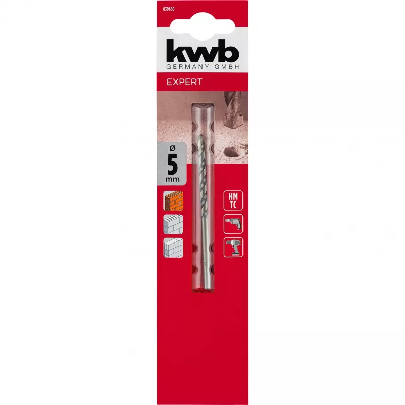 KWB 039650 broca para piedra 5 mm x 75 mm mango cilíndrico acero templado