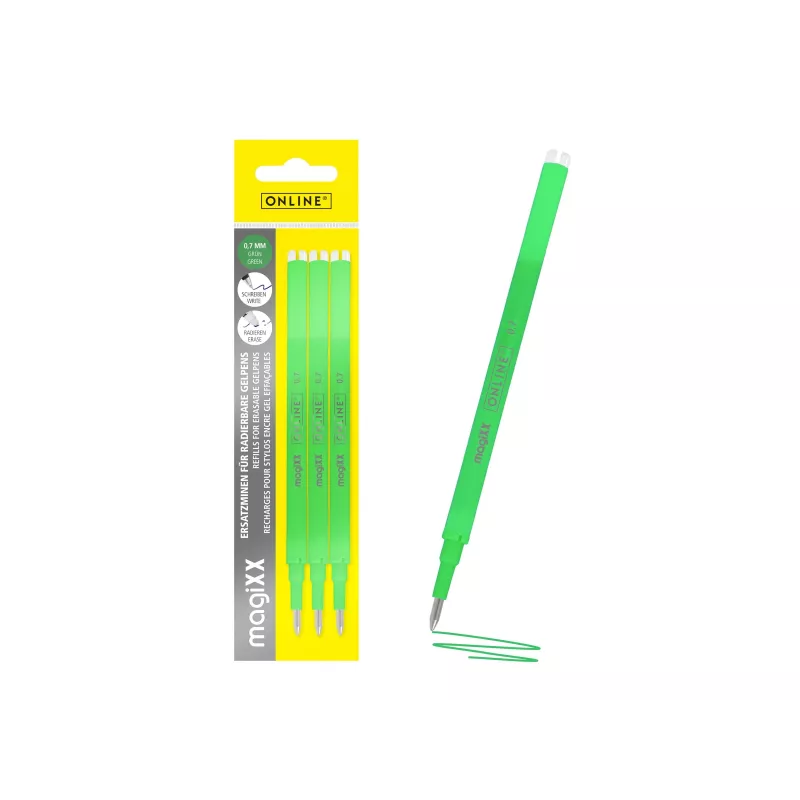 ONLINE magiXX recambio de bolígrafo de gel verde 0,7 mm 3 unidades (40165/3)