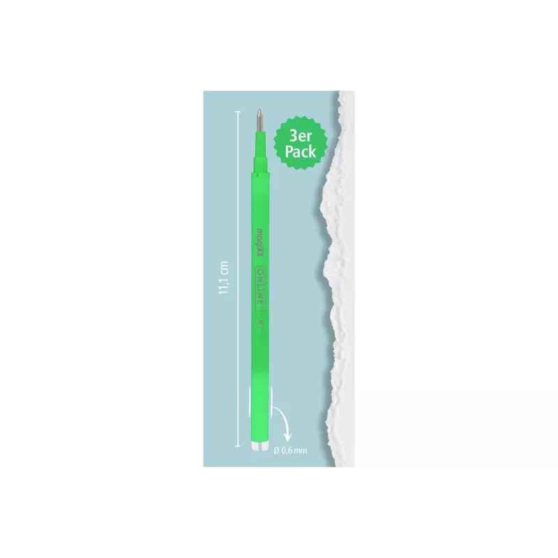 ONLINE magiXX recambio de bolígrafo de gel verde 0,7 mm 3 unidades (40165/3)