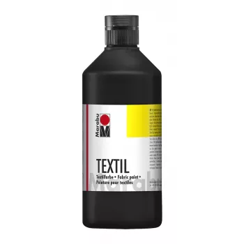 Marabu Textil pintura textil, negro, 500 ml, base agua, para textiles claros, resistente al lavado hasta 40°C 17160075073