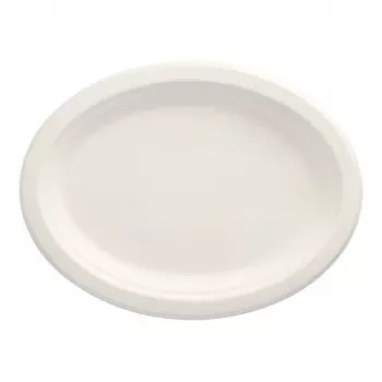 PAPSTAR pure platos ovalados de caña de azúcar 260 x 200 mm, 50 uds., compostables, aptos para microondas 89741