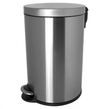 HELIT Classic papelera con pedal 20 L acero inoxidable plateado anti-huellas redonda con cubo interior extraíble H2403600