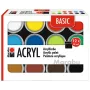 Marabu BASIC set de pinturas acrílicas, 12 x 18 ml, alta pigmentación, muy alta resistencia a la luz 1210000000214