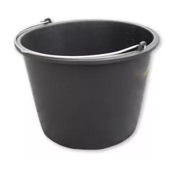 Bradas KTW16 Cubo de obra de PVC de 16L, negro, redondo, con asa metálica y escala interior