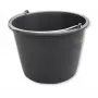 Bradas KTW16 Cubo de obra de PVC de 16L, negro, redondo, con asa metálica y escala interior