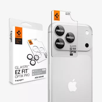 Protector de cristal para objetivo de cámara Spigen Optik Pro GLAS.tR EZ FIT pack de 2 para iPhone 18 Pro / 18 Pro Max - Plata