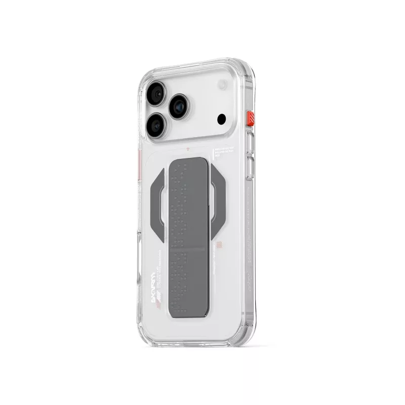 Funda transparente Skinarma Haxa con carga magnética y soporte grip para iPhone 17 Pro