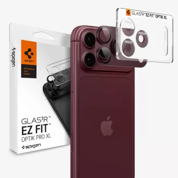 Spigen Optik Pro XL GLAS.TR EZ Fit protector de objetivo de cámara para iPhone 18 Pro – Dark Cherry