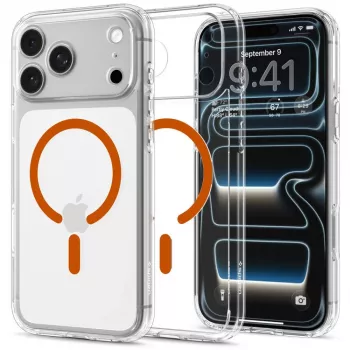 Spigen Ultra Hybrid funda MagSafe para iPhone 17 Pro / 18 Pro - transparente/naranja
