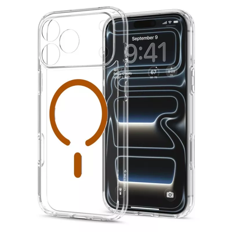 Spigen Ultra Hybrid funda MagSafe para iPhone 17 Pro / 18 Pro - transparente/naranja