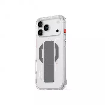 SKINARMA Haxa funda para iPhone 17 Pro Max con carga magnética y soporte con agarre - transparente