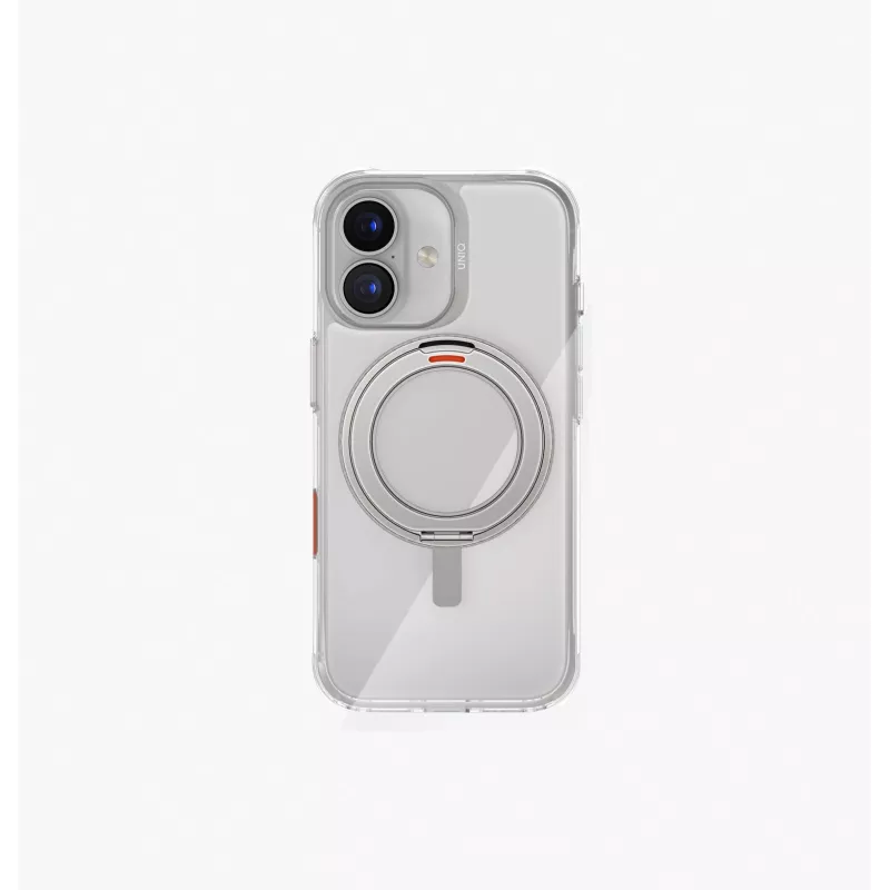 UNIQ Swivix funda para iPhone 17 con soporte giratorio 360°, transparente
