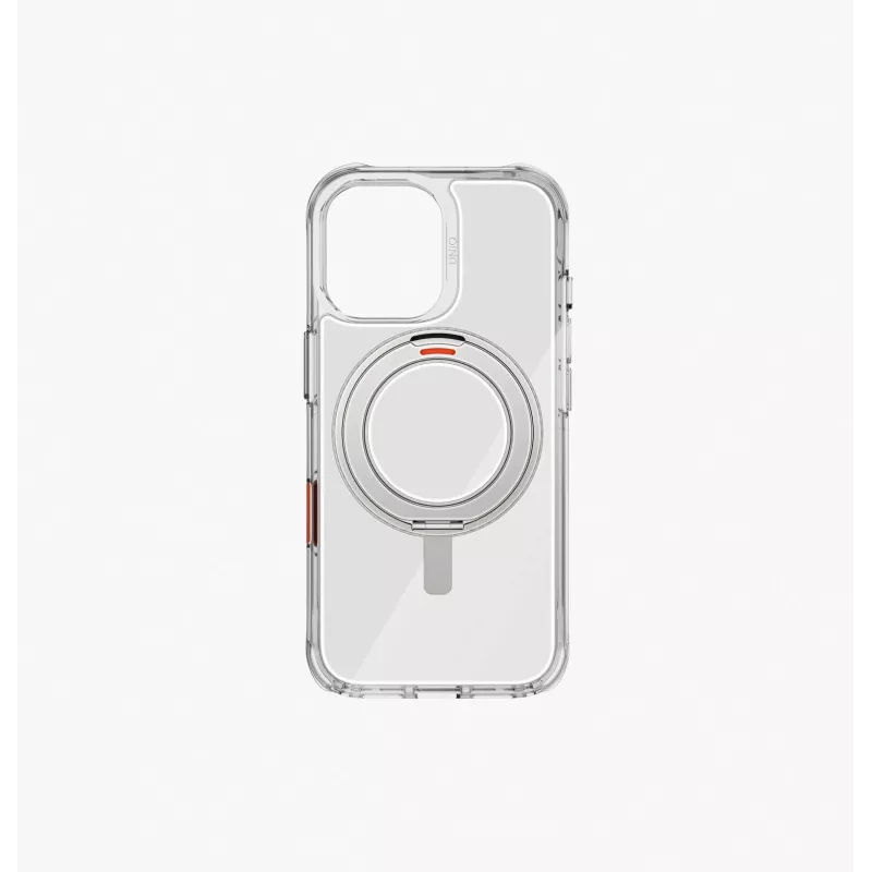 UNIQ Swivix funda para iPhone 17 con soporte giratorio 360°, transparente
