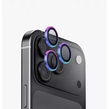 UNIQ Optix Aluguard (DX2) protector de objetivo de cámara para iPhone 18 Pro / iPhone 18 Pro Max – Iridiscente con aplicador