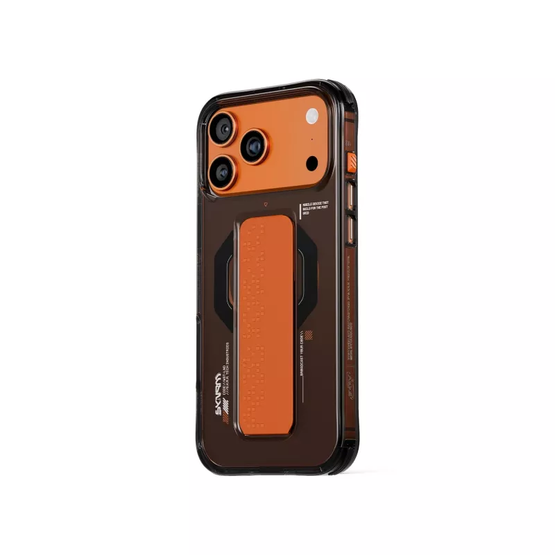 SKINARMA Haxa funda para iPhone 17 Pro con carga magnética y soporte de agarre, Grafito