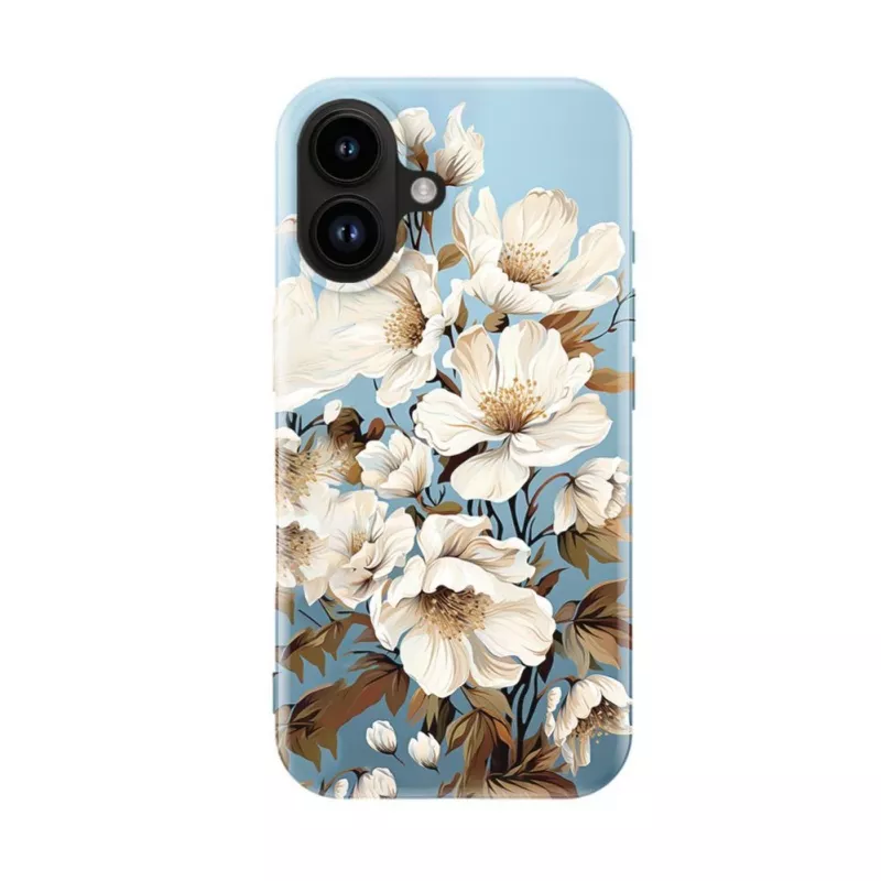 Evelatus funda Slim Shell con MagSafe para Apple iPhone 16 – impresión personalizada Flower Blue