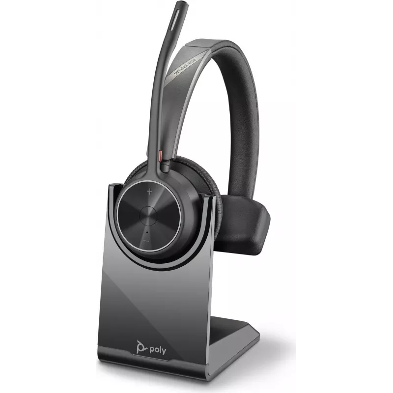 HP Poly Voyager 4300 UC Series 4310 auricular inalámbrico on-ear con adaptador USB-C y base de carga, certificado para Zoom 218474-01