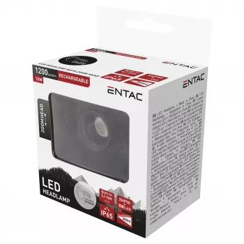 ENTAC EHL-ZH-10W-R Linterna frontal Zoom con batería recargable 10W sensor de movimiento
