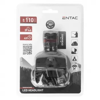ENTAC EHL-ZOOM-1W-PL Linterna frontal LED Zoom 1W, negra