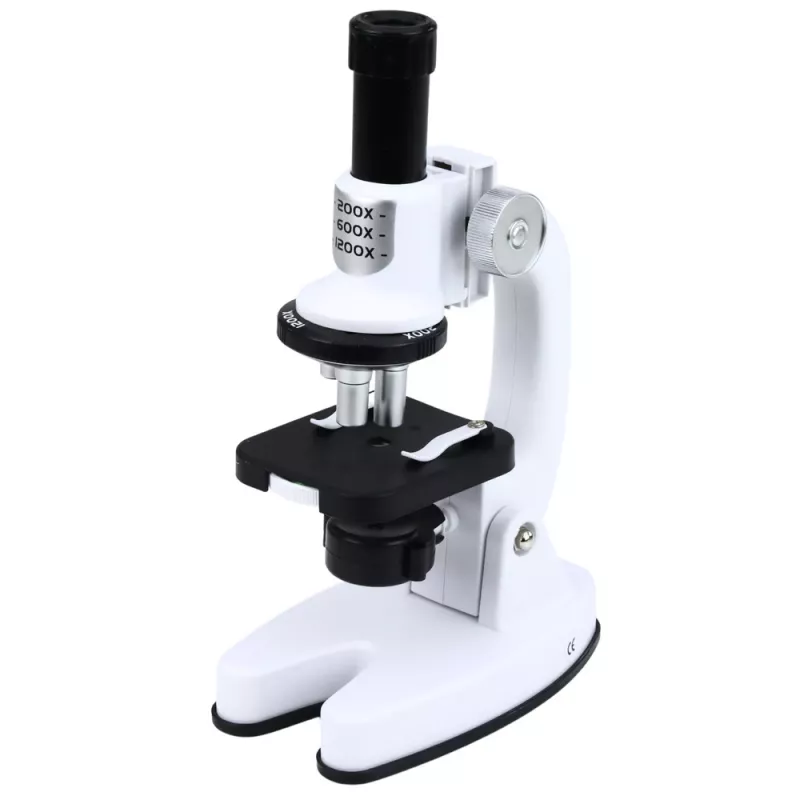 Set educativo de microscopio LEAN TOYS para niños Zoom 1200x accesorios blanco