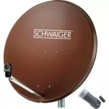 Set de antena parabólica SCHWAIGER 80 cm con LNB single, rojo ladrillo