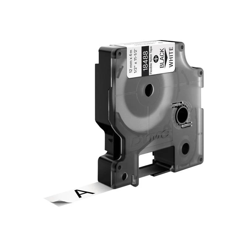 DYMO Rhino IND Cartucho de cinta de etiquetar de nailon permanente 12mm negro sobre blanco (18488, S0718100)