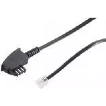 ShiverPeaks 70096-KOMSA - 6 m - TAE-F - RJ-11 - negro - conector macho/conector macho - cable telefónico redondo