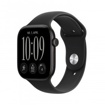 Apple Watch Series 12 GPS 46 mm carcasa de aluminio negra con correa deportiva negra – M/L