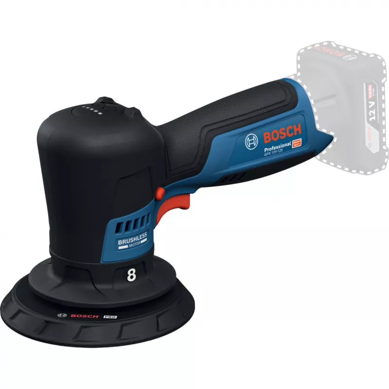 Bosch GPX 12V-125 Professional Pulidora a batería 06019L4100, 12 V, 125 mm, azul/negro, Solo (sin batería ni cargador)