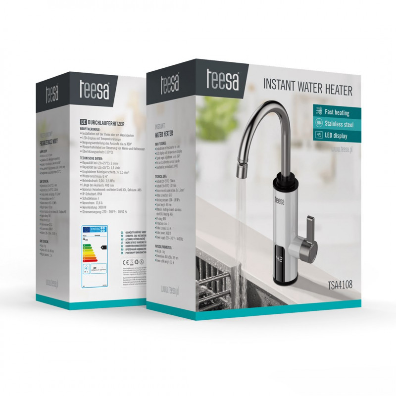 Teesa TSA4108 grifo de cocina con calentador instantáneo, blanco