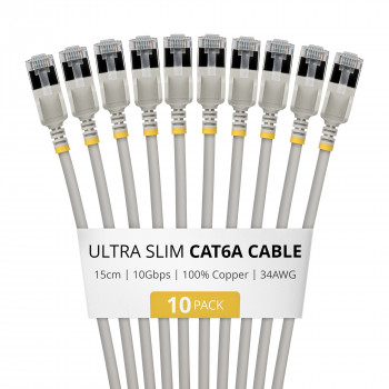 StarTech.com cable de red Slim Cat6a U/FTP RJ45, 0,15 m, gris, pack de 10