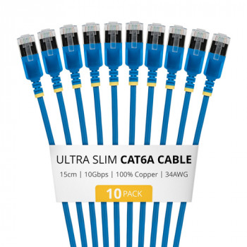 StarTech.com cable de red Slim Cat6a U/FTP RJ45, 0,15 m, azul, pack de 10