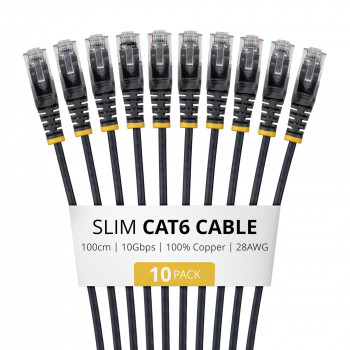 StarTech.com cable de red Slim Cat6 U/UTP RJ45, 1 m, negro, pack de 10