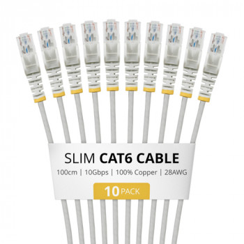 StarTech.com cable de red Slim Cat6 U/UTP RJ45, 1 m, gris, pack de 10