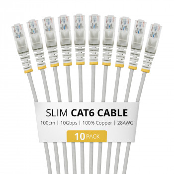 StarTech.com cable de red Slim Cat6 U/UTP RJ45, 1 m, gris, pack de 10