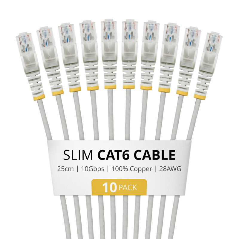 StarTech.com cable de red Slim Cat6 U/UTP RJ45, 0,25 m, gris, pack de 10