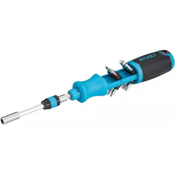 Destornillador de carraca con puntas HAZET 811R-4, azul/negro
