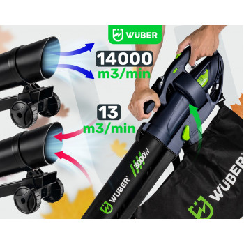 Wuber W43420 Soplador de Hojas Eléctrico con Triturador, 3000 W, 10:1