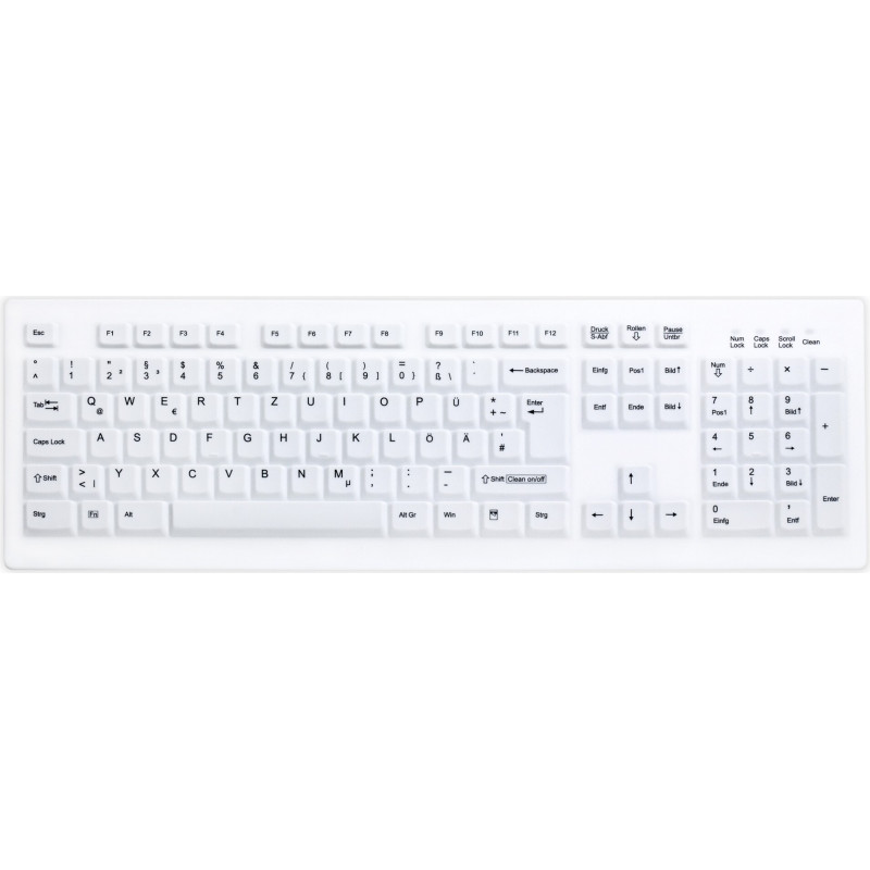 Active Key AK-C8100 Teclado higiénico inalámbrico, sellado, distribución suiza (QWERTZ), blanco