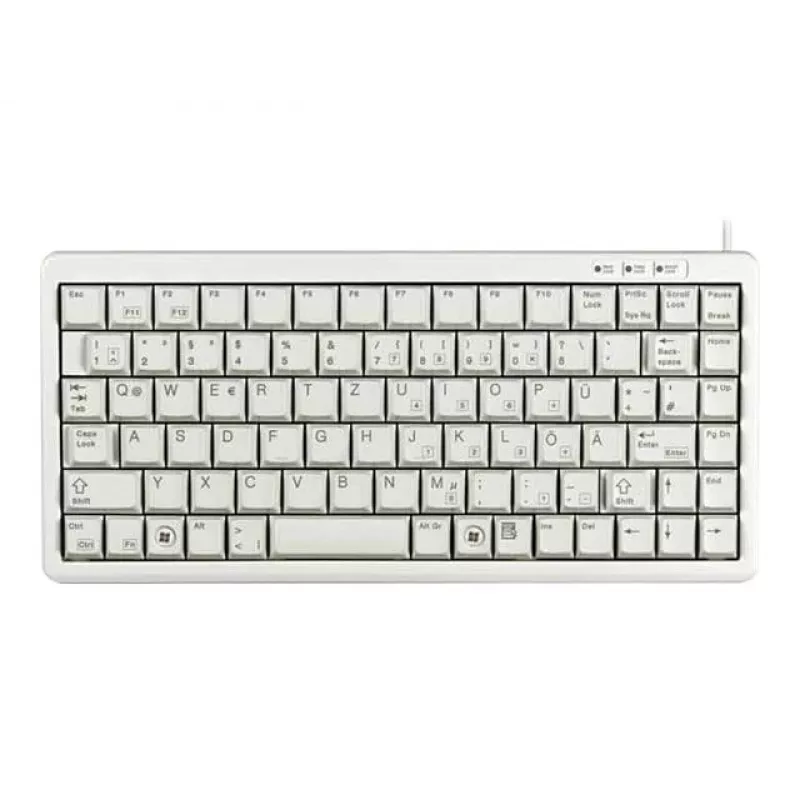 Cherry Slim Line G84-4100 teclado compacto, PS/2 + USB, 83 teclas, distribución alemana (QWERTZ), gris claro