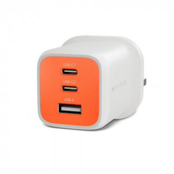 Targus HyperJuice Flex 65W cargador GaN, 3 conexiones (2x USB-C, 1x USB-A), enchufe EU, rojo bermellón
