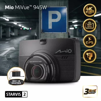 Mio MiVue 945W Premium Dashcam 4K, STARVIS 2, Wi-Fi, GPS