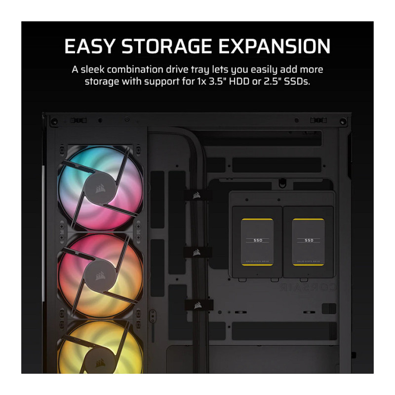 Corsair 2800X RS-R ARGB Caja de ordenador Micro-ATX con cristal panorámico, negra