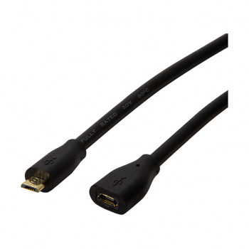 LogiLink CU0120 Cable alargador USB 2.0, conector macho Micro-USB B a conector hembra Micro-USB B, 0,5 m, negro